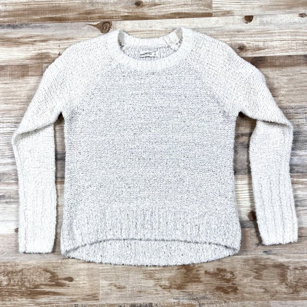 Abercrombie & Fitch Sweater Womens Medium Cream Crewneck Wool Blend Shimmer